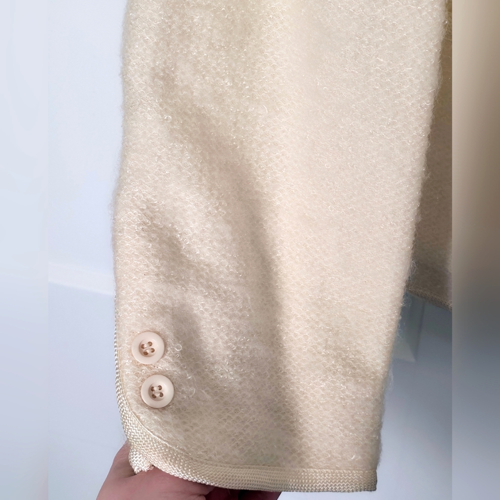 Butte Vintage Womens Knit Blazer Petite Small Med Ivory Cream Jacket Suit Career - Picture 3 of 7